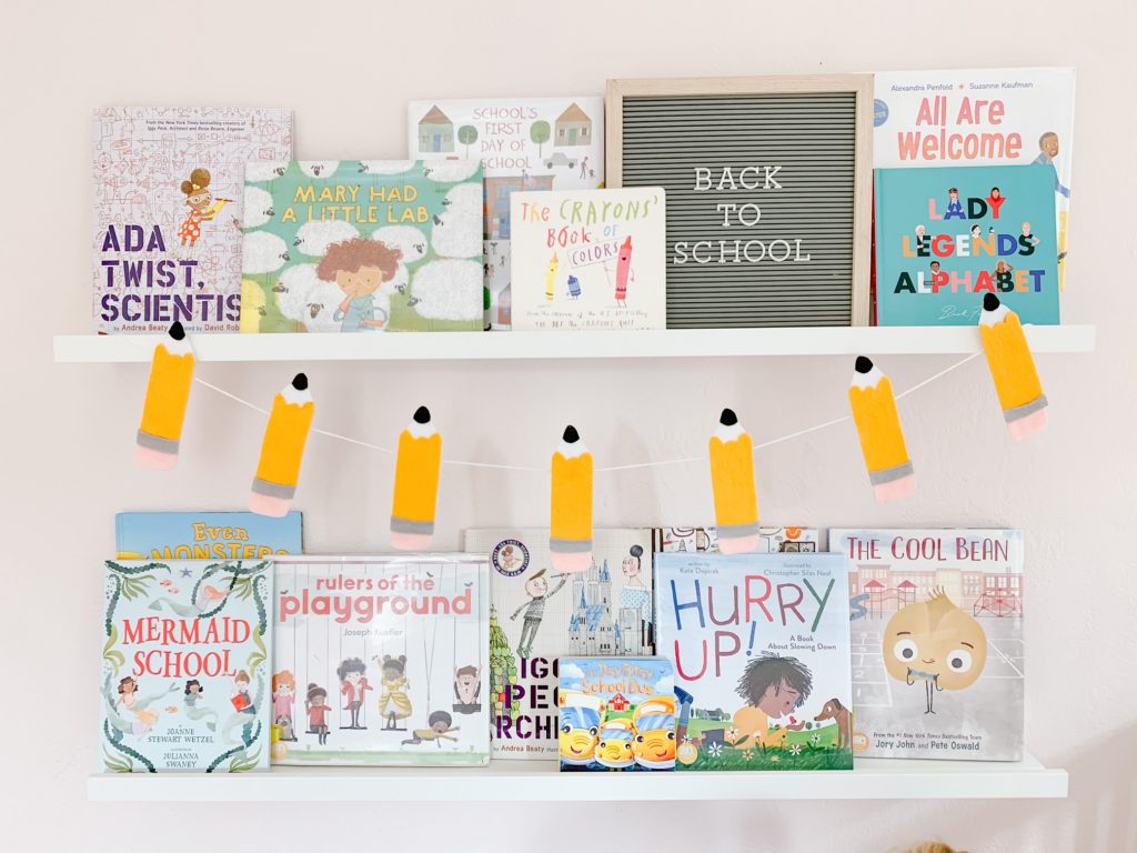 back to school book shelf